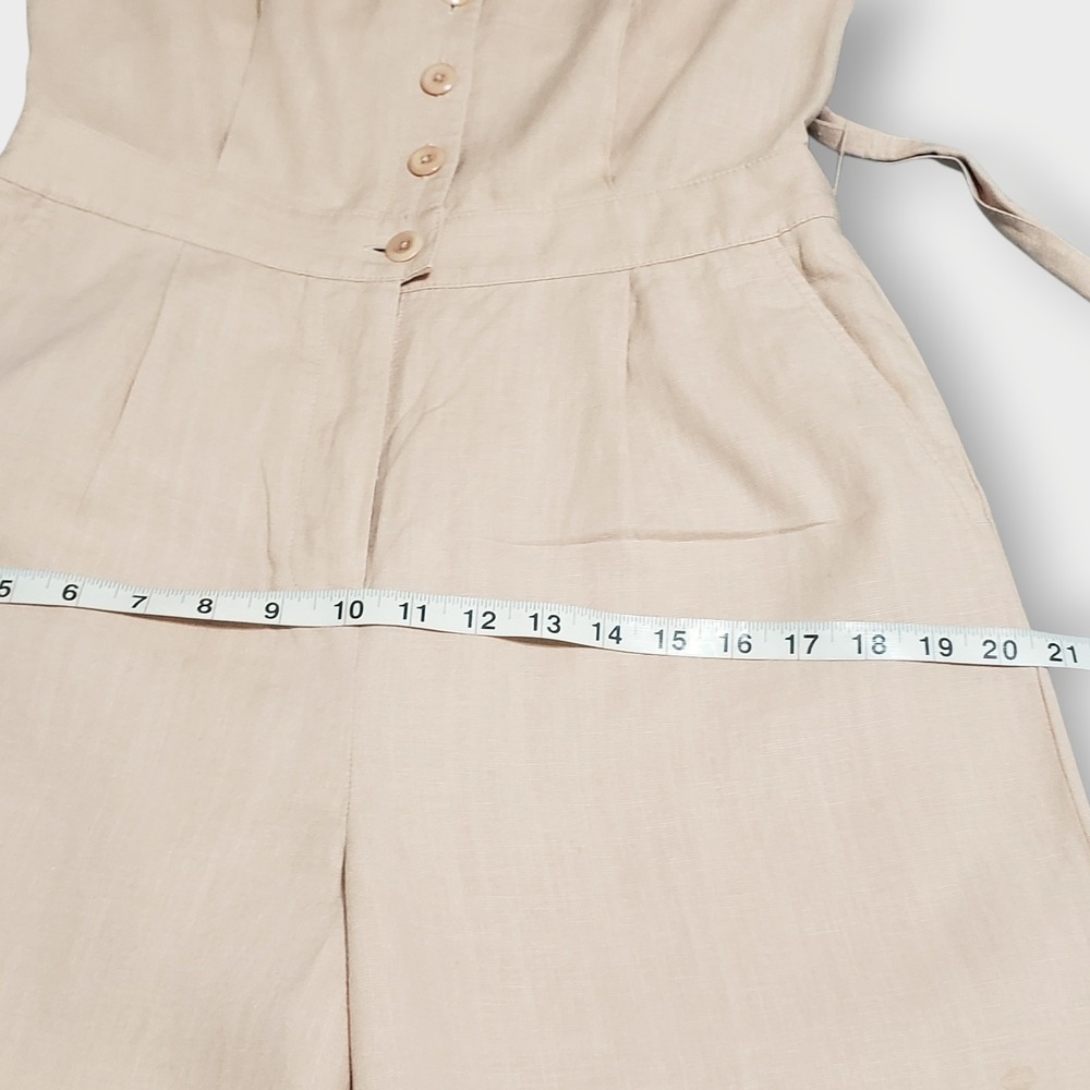 J.Crew Wide Leg Linen Blend Jumpsuit Sz 4 Belted Pleated Short Sleeve Blush Pink - Picture 14 of 16
